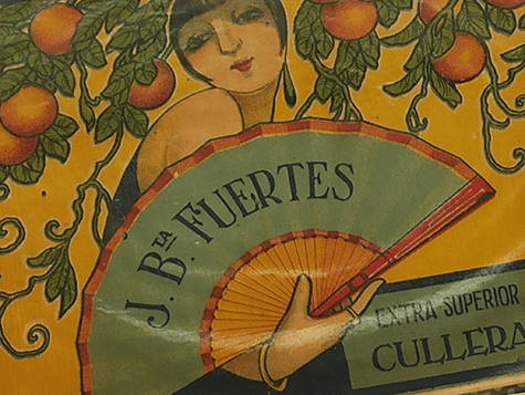 Cartel antiguo de las naranjas de Valencia