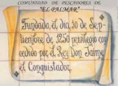 Placa de la fundación de la Cofradía de pescadores de El Plamar